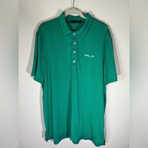 RLX Ralph Lauren blue green striped golf polo XL preppy designer lightweight